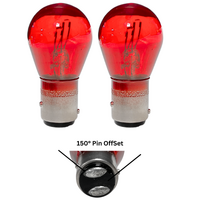 (PAIR) Philips BAW15d Red Bayonet PR21/5W Replacement Light Bulbs 12V