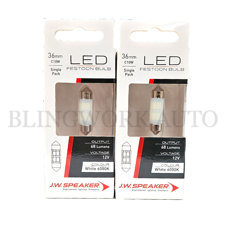 JW Speaker LED 36mm C10W Festoon 6000K White Bulb