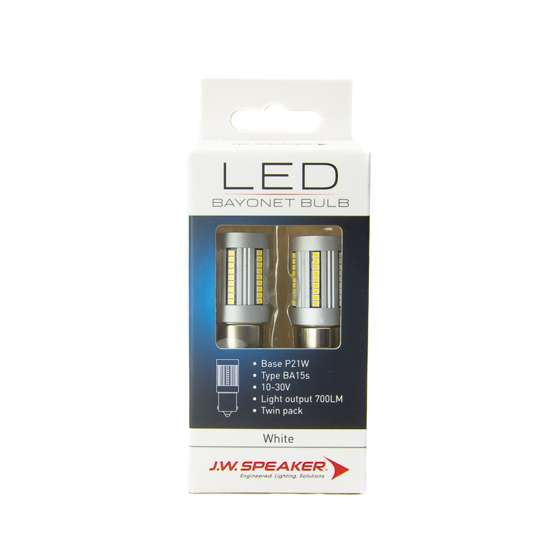 JW Speaker HIGH OUTPUT LED P21W BA15S 6000K White Reverse Light Bulbs