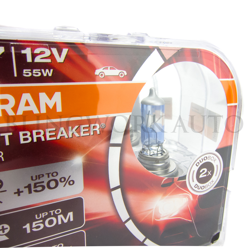 Osram Night Breaker Laser 12v 55w H7 +150% Brighter Bulb - Twin Pack
