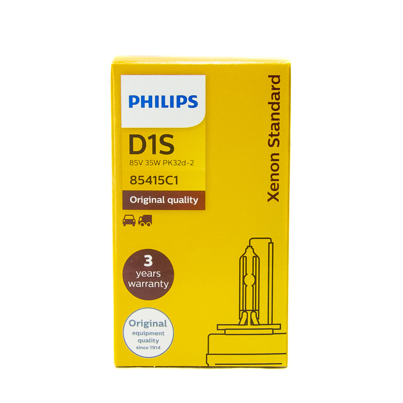 Philips D1S Standard Authentic Xenon HID Headlight Bulb, 1 Pack (85415C1)