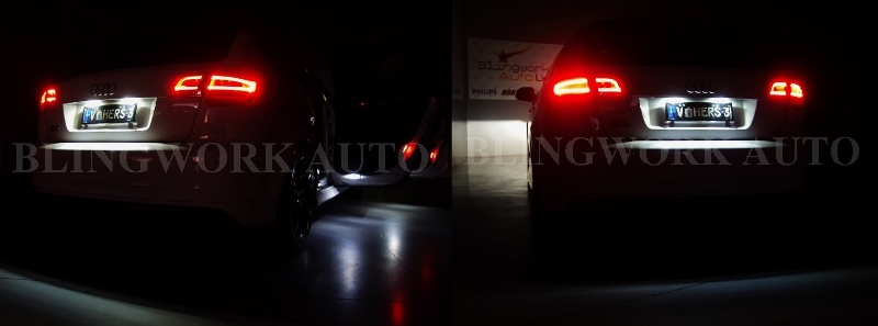 Upgrade LED Kennzeichenbeleuchtung für Audi A4 B6 / B7 / A6 C6 (4F) / A3 (8P)  / Q7 (7L) / RS4 / S4 kaltweiß