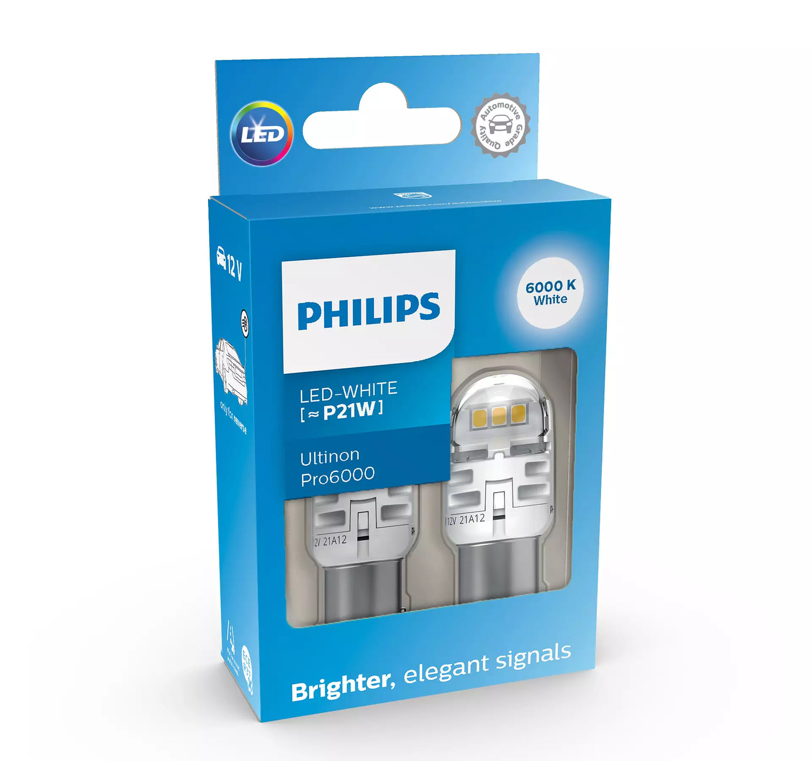 PHILIPS Pro6000 P21W BA15s 1156 Ultinon LED White Light Bulbs