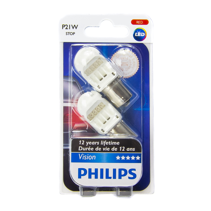 Philips P21W BA15S Vision LED Red Brake Light Bulb