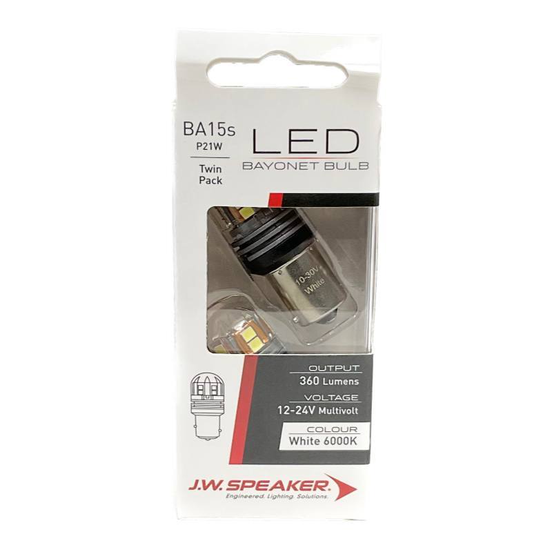 JW Speaker LED P21W BA15s S25 6000K White Bulb