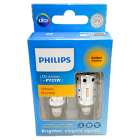 (PAIR) PHILIPS CANBUS PY21W BAU15s Ultinon Pro7000 LED AMBER Indicator Turn Signal Light Bulb