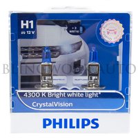 Philips H1 Crystal Vision 4300K White Halogen Bulbs
