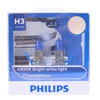 Philips H3 Crystal Vision 4300K White Halogen Bulbs