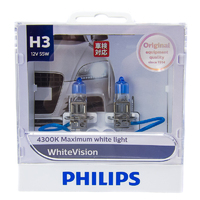 Philips H3 White Vision Warm White Halogen Bulbs