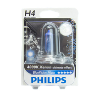 Philips H4 Blue Vision Moto 4000K Halogen Bulb
