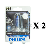 Philips H4 Blue Vision Moto 4000K Halogen Bulbs