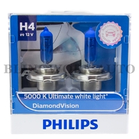 Philips H4 Diamond Vision 5000K White Halogen Bulbs