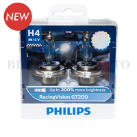 Philips H4 Racing Vision GT200 +200% Halogen Bulbs