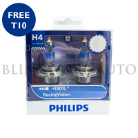 Philips H4 Racing Vision +150% Halogen Bulbs