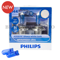 Philips H4 White Vision Ultra Warm White Halogen Bulbs