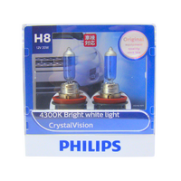 Philips H8 Crystal Vision 4300K White Halogen Bulbs