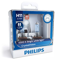 Philips H11 Crystal Vision 4300K White Halogen Bulbs