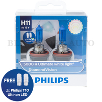 (PAIR) Philips H11 Diamond Vision 5000K White Halogen Bulb