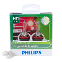(Free T10) Philips H11 Eco Vision Long Life Halogen Bulbs