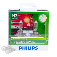 (Free T10) Philips H7 Eco Vision Long Life Halogen Bulbs