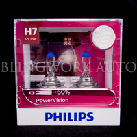 Philips H7 Power Vision +60% Halogen Bulbs