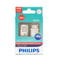 (PAIR) PHILIPS 3157 P27/7W Ultinon LED RED Light Bulb