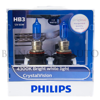 Philips HB3/9005 Crystal Vision 4300K White Halogen Bulbs