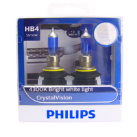 Philips HB4/9006 Crystal Vision 4300K White Halogen Bulbs