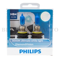 (PAIR) Philips HB4 9006 Diamond Vision 5000K White Halogen Bulbs