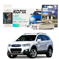 Holden Captiva LT 2011-2018 KONIK LED H7 6000K Low Beam & Parker Fog Light Headlight Conversion Kit