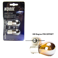 KONIK P21W BA15S Silver Chrome Amber Indicator Halogen Light Bulbs