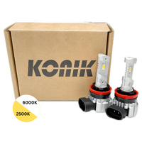 KONIK H8/H11/H16 WHITE & YELLOW Dual Colour 6000K/2500K LED Fog Light Kit