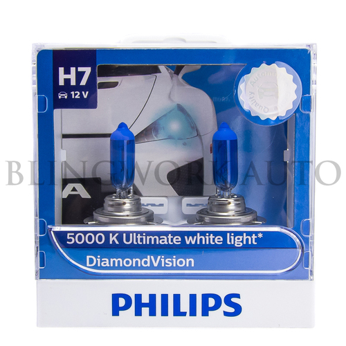 Philips H7 Diamond Vision 5000K White Halogen Bulbs