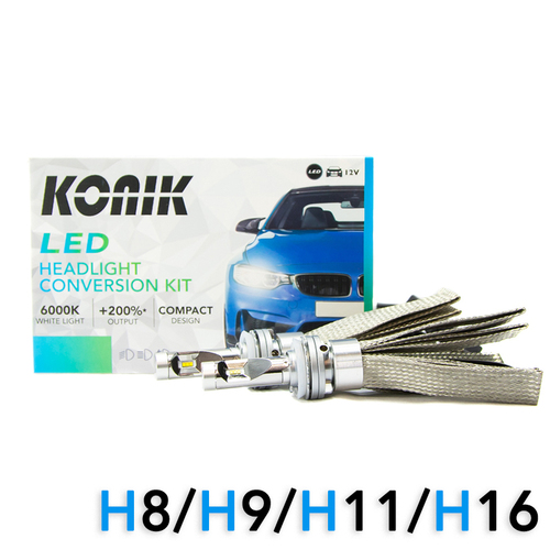 KONIK LED H8/H9/H11/H16 +200% 6000K Headlight Conversion Kit